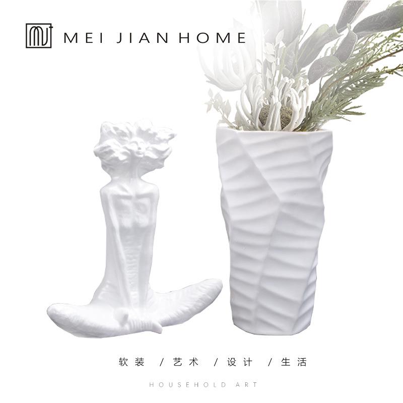 现代简约树脂人物摆件花瓶摆件插花器玄关女人体雕塑艺术品摆设