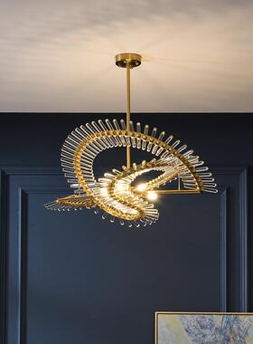 后现代水晶吊灯餐厅圆形北欧创意个性设计师玻璃LED轻涩客厅灯具