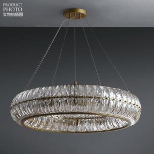 高级感大气水晶圆环形后现代简约卧室复式楼梯别墅样板房餐厅吊灯