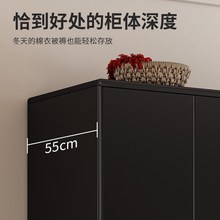 全实木衣柜黑色复古衣柜现代简约卧室家用两门对开门衣橱储物柜子