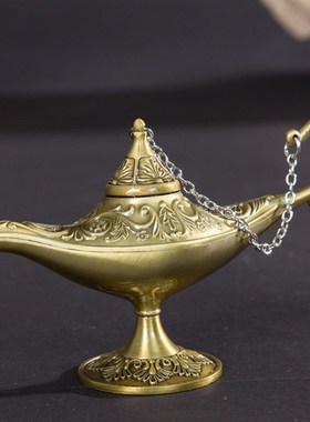 欧式金属合金工艺摆件阿拉丁神灯许愿H灯生日新婚礼摄影拍照道具