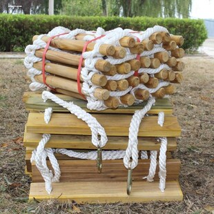 工程梯绳子梯子挂梯软梯软绳安全绳床上下软梯阳台耐用实木梯云梯