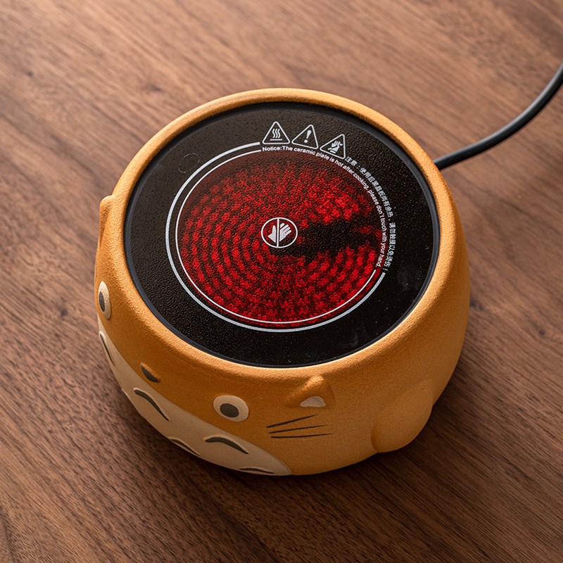 极素龙猫围炉煮茶电陶炉新款室内家用可爱煮茶器侧把茶壶套装茶炉