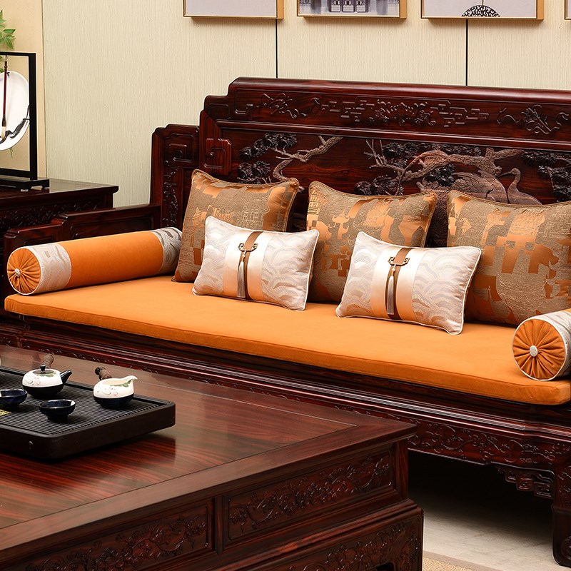新中式红木沙发坐垫罗汉床垫子z防滑飘窗垫海绵乳胶棕垫茶椅餐椅