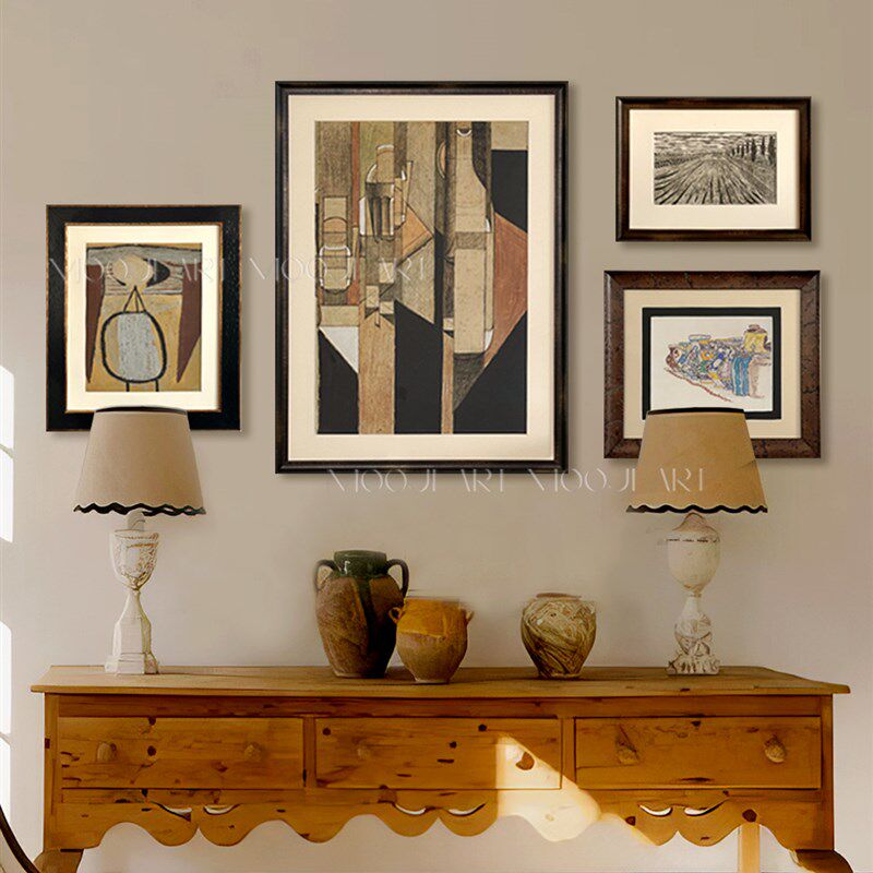 木吉中古小众艺术装饰画现代玄关客厅组合挂画卧室高级感设计师画