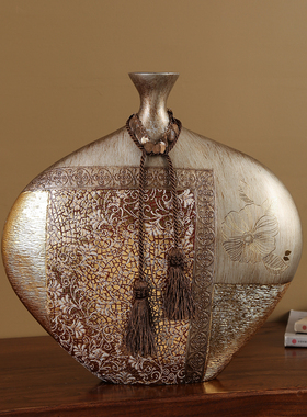 新中式花瓶奢华贴花花器复古装饰品客厅电视柜玄关样板间桌面摆件