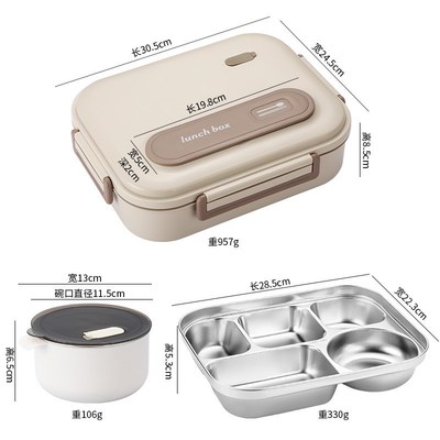 可微波炉加热的饭盒保温316L不锈钢上班族分格食品级餐盘分隔便当