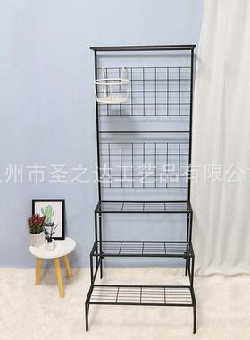 多层阶梯落地式阳台植物架花架室内花盆挂壁式铁艺花架网格爬藤架