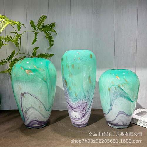 新中式晕染洒金琉璃花瓶客厅餐桌电视柜插花水培博古架高级感摆件