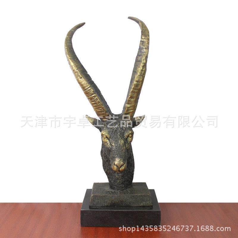 宇卓铜器纯铜羊头铜羊工艺品领头羊家居装饰办公室摆件