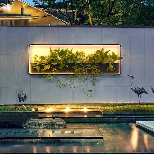 太阳能户外壁灯别墅庭院防水阳台花园装饰灯方形影壁墙盆栽花架灯