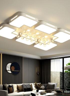新款轻奢水晶吸顶灯现代简约大气客厅家用LED灯全屋套餐灯具组合