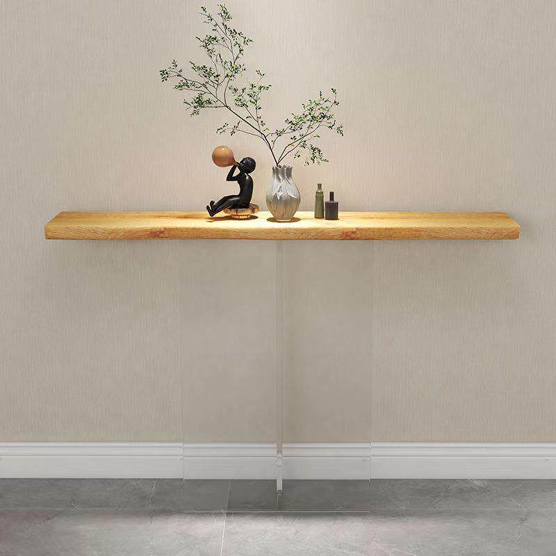 北欧极简实木玄关台轻奢客厅亚克力玄关桌网红悬浮长条桌原木窄桌