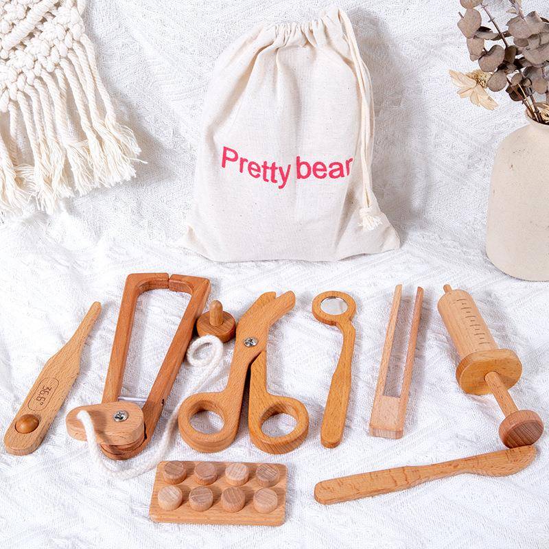 原木仿真医生玩具小医生玩具儿童过家家套装女孩角色扮演玩具