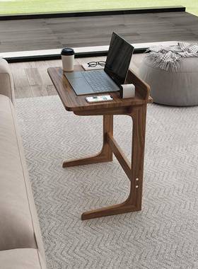 W7黑胡桃木边几小茶几实木沙发边桌可移动迷你床边桌子小书桌电脑