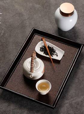 奉茗竹制席面干泡台茶盘茶托盘家用重竹日式藤编长方形小茶桌收纳