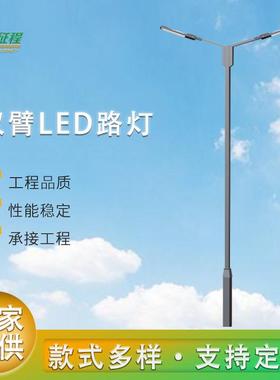 LED市电双臂路灯高低臂双头路灯8米10米12米道路照明路灯杆