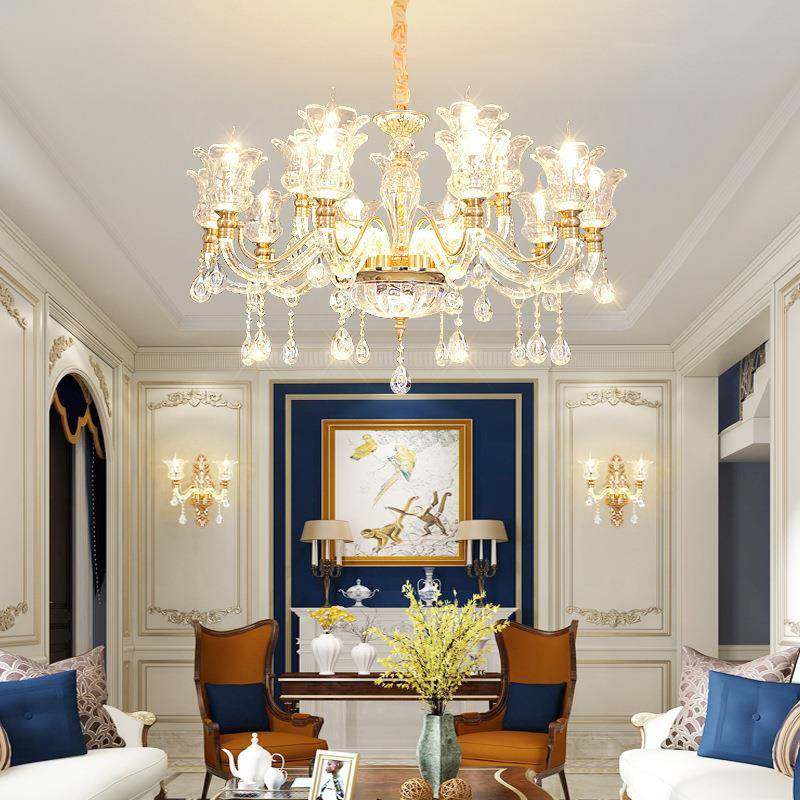 欧式水晶吊灯客厅灯具蜡烛水晶灯现代简约大气简欧卧室餐厅灯