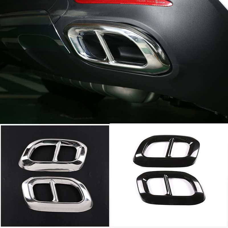 适用于20-22款奔驰GLC GLE GLS四出尾喉装饰框 不锈钢  2件套