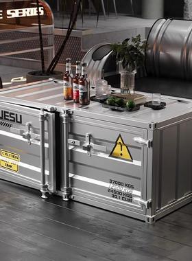 工业风茶几集装箱储物柜网红办公室休息区创意铁艺收纳矮柜边柜子