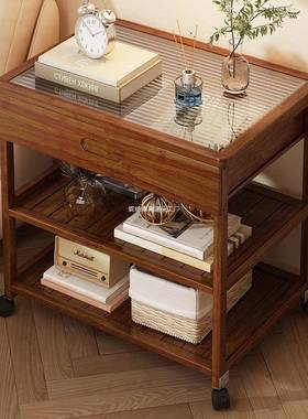 简易玻璃床头柜床头小桌子家用储物柜耐用置物柜茶水柜小柜子