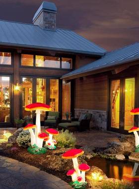 仿真发光蘑菇灯户外防水太阳能花园装饰景观灯创意室外草坪灯