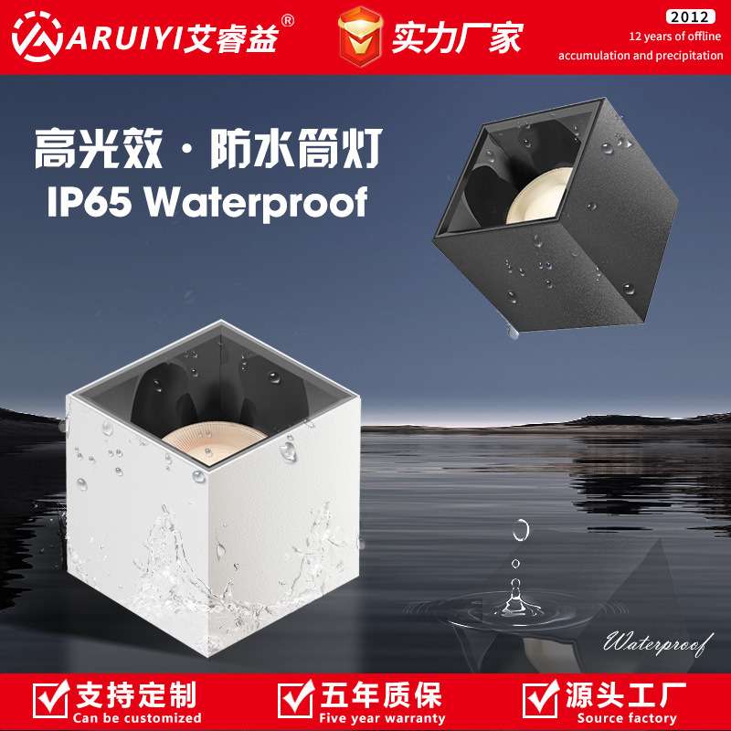 明装防水筒灯 户外阳台厨房家用卫生间天花射灯ip65高光效射灯