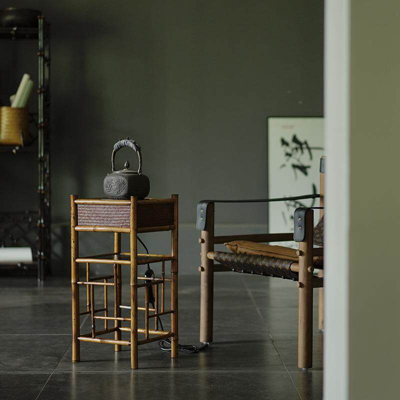 中式复古 梅鹿竹席面电炉 围炉煮茶 家用茶室温茶炉