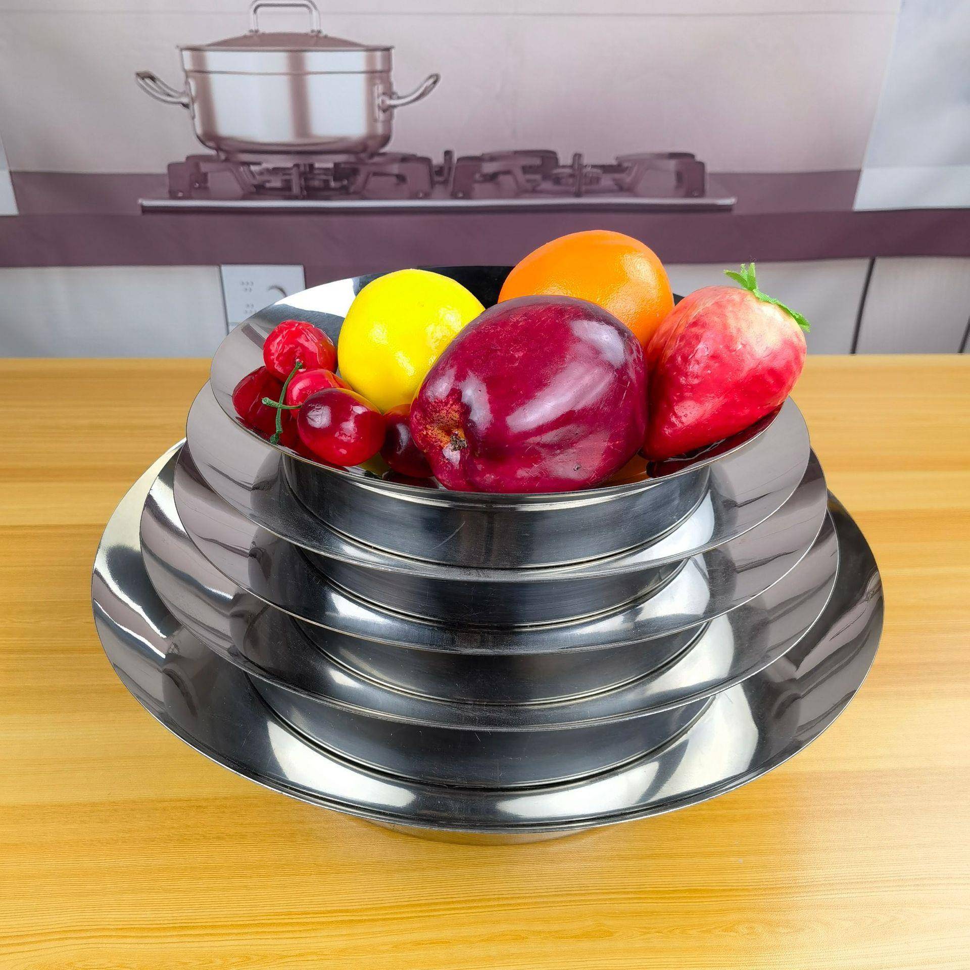 加厚不锈钢馅碟装云吞饺子馅盘 家用馅料盆 调馅专用盆菜虾盘