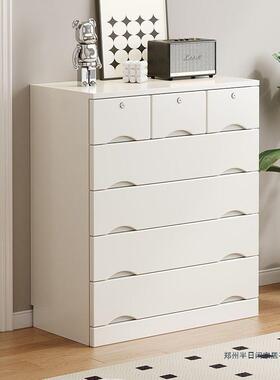 斗柜电视柜客厅实木收纳柜简约家用卧室抽屉柜白色奶油靠墙储物柜