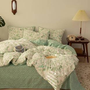 2022新款全棉印花四件套小清新花卉蕾丝边嵌条纯棉斜纹13372套件