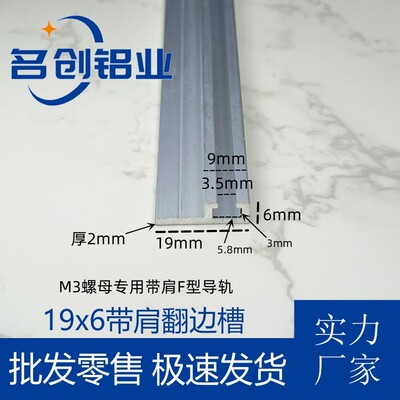 F型铝材卡槽 19x6带肩光电开关安装槽感应器安装轨道 传感器导轨