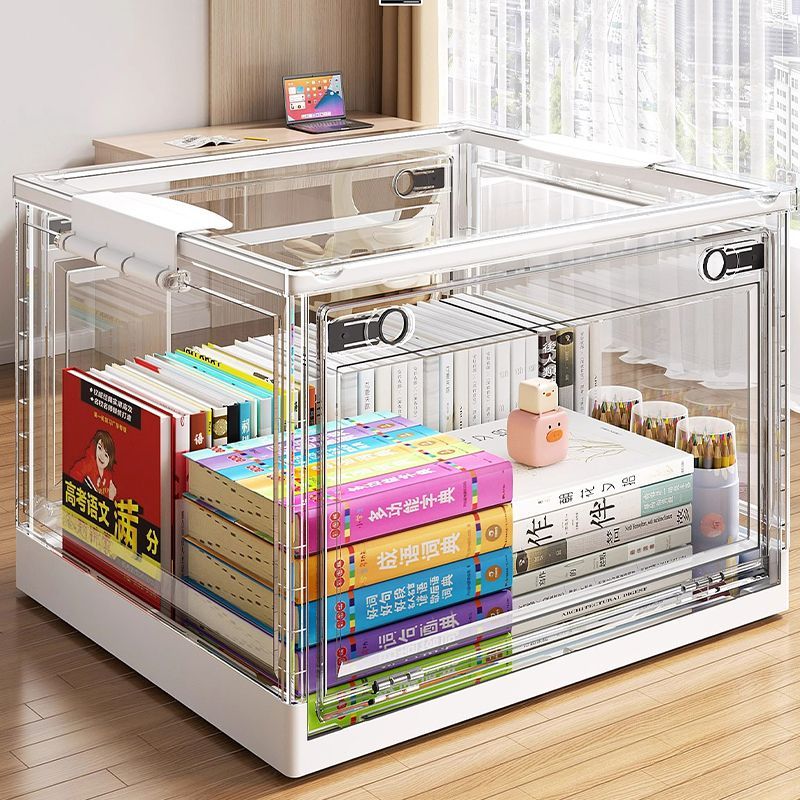 602透明书本收纳箱可折叠书箱学生装书箱子宿舍被子衣服超大号储