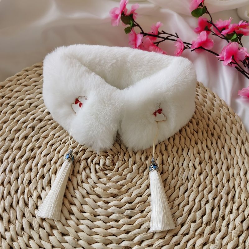 脖子怕冷神器汉服毛领中国风围脖冬季女毛领古风儿童保暖护领秋冬