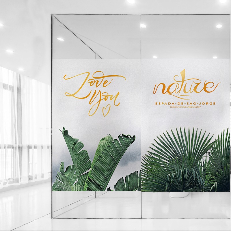 绿植餐厅书房移门玻璃贴纸t浴室窗户防水防走光玻璃贴膜透光不透