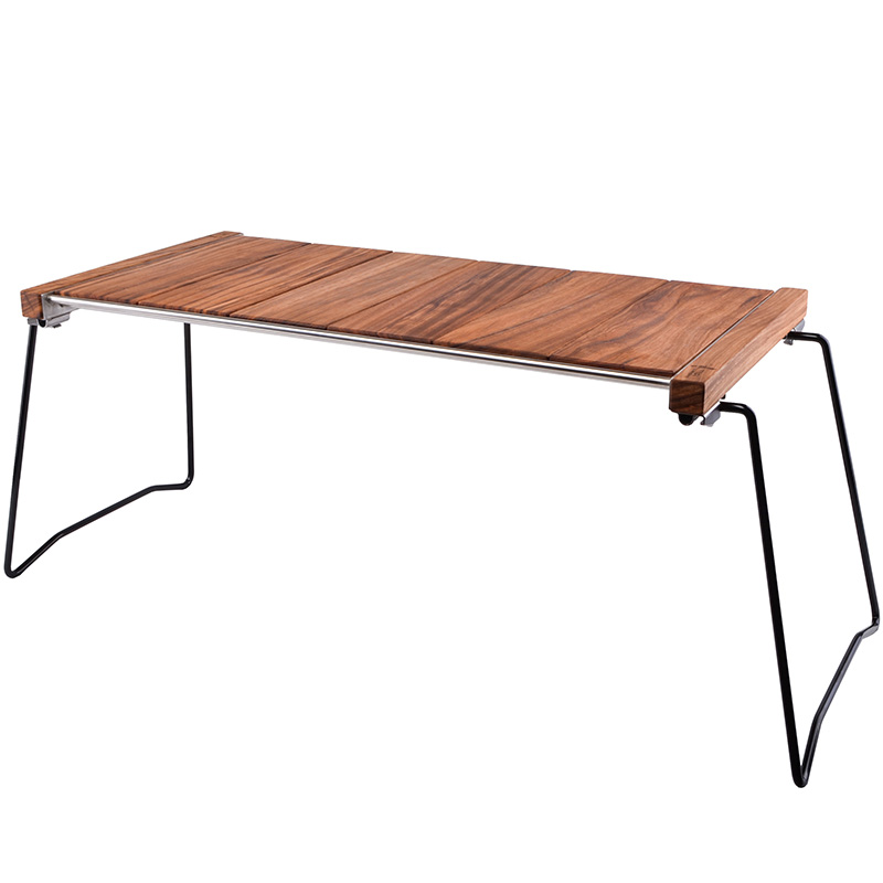 TNR复古铁艺折k叠实木桌户外露营车载IGT多功能黑胡桃木桌子餐桌