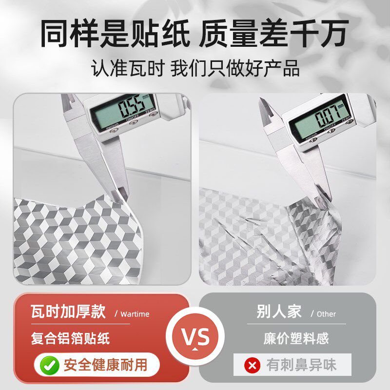 厨房贴纸防油防火耐高温灶台墙纸铝箔锡箔纸防潮自粘防水橱柜贴膜