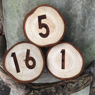 原木餐桌号码牌 雕刻 房间门牌包厢 叫号牌定制刻字台牌台签