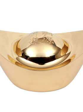 实心铜元宝摆件金元宝摆件黄铜镀金元宝聚宝盆搭配小元宝装饰品