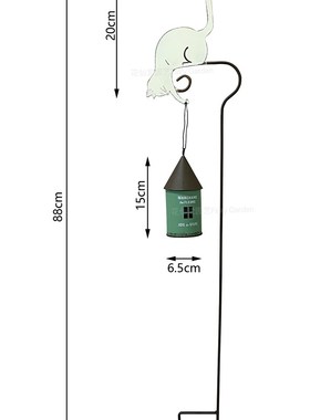 日系复古铁艺做旧小猫咪鸟屋大号花插花园庭院阳台装饰品杂货摆件