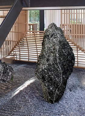 仿真黑山仿生石玻璃纤维造景观室内户外玄关楼梯枯山水X庭院组合