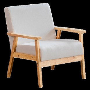 民宿实木酒店大堂接待洽谈客房间用单人懒人休闲小沙发椅茶几组合