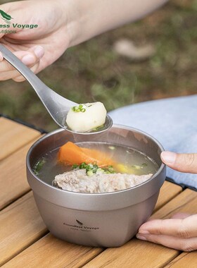 纯钛饭碗500ml户外餐具汤碗双层防烫个人专用家用大号露营旅行
