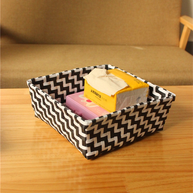 一套6个 塑料编织收纳盒厨房桌z面杂物篮 卫生间浴室收纳筐储物盒