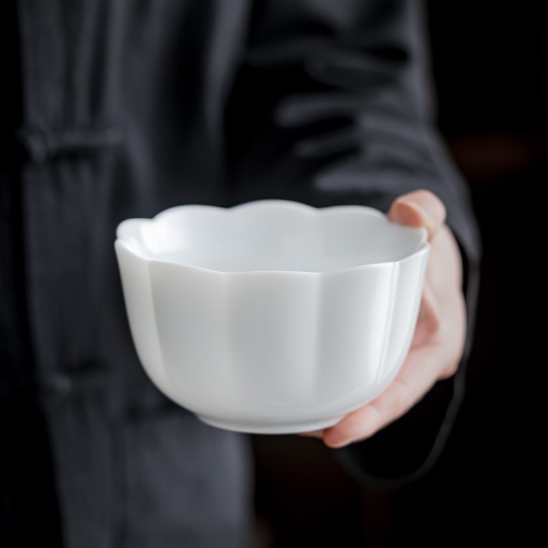 羊脂玉花瓣茶洗小号笔洗水盂洗茶杯白瓷功夫洗茶具盆茶渣缸杯碗洗
