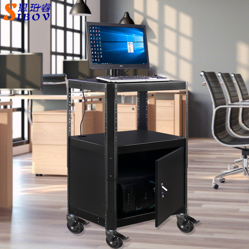 思珀睿 P98机房移动工作台仪器设备推车 多层货T架电脑带锁储物柜