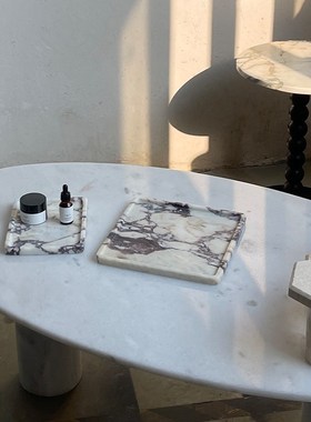 DoDo天然宝格丽大理石r香薰首饰收纳托盘轻奢风样板间高档装饰摆