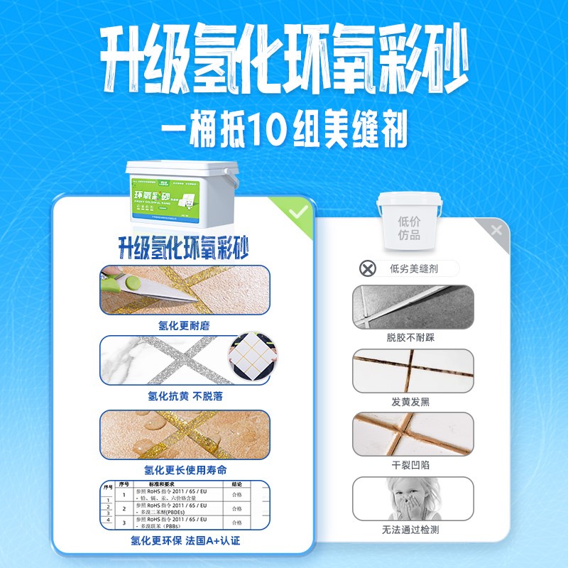 水性氢化环氧彩l砂防水防霉瓷砖地砖美缝剂卫生间勾缝填缝剂