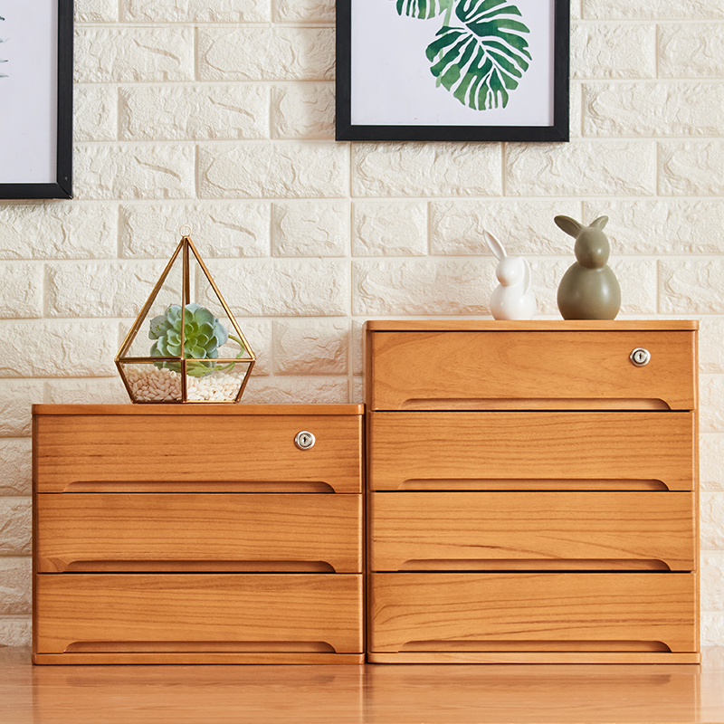 实木收纳盒桌面杂物整理盒小抽屉式办公桌上O收纳柜多层储物盒带