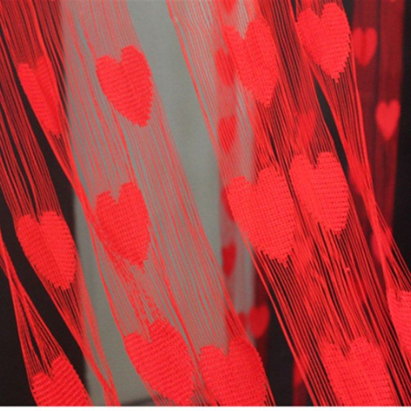 结婚门帘桃心形线帘婚庆装饰品加密丝线窗帘红色紫色粉色帘子包邮